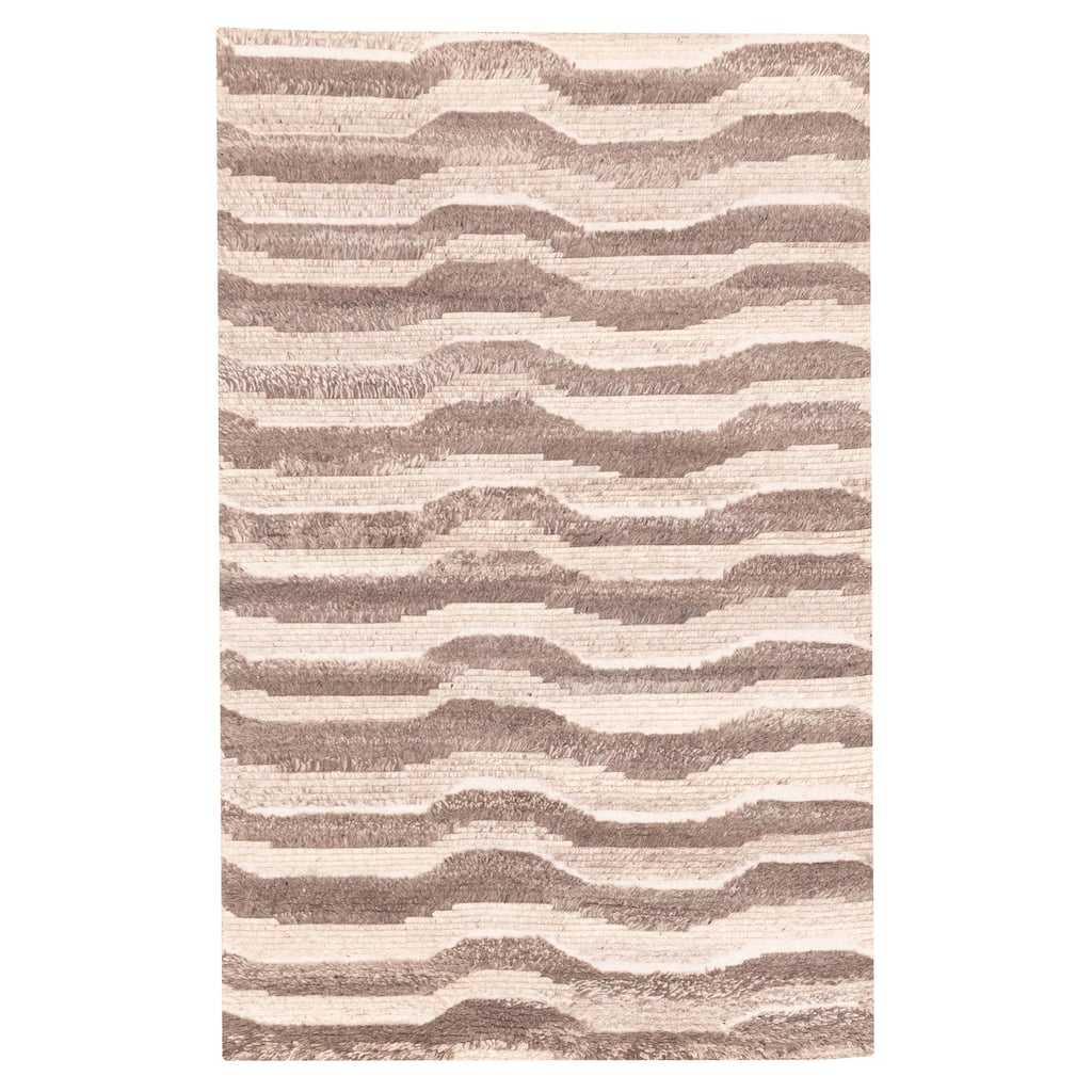 ECARPETGALLERY Hand-knotted Tangier Beige, Taupe Wool Rug - 4'11 x 7'9