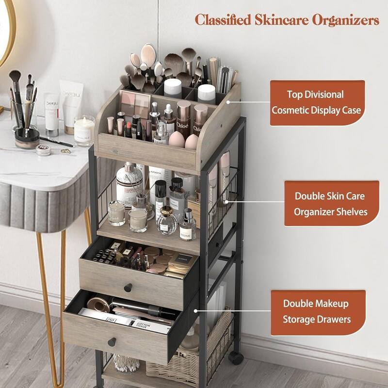 Makeup Organizer, Floor Skincare Organizers, Make Up Organizers - ‎12"D x 15"W x 31.5"H