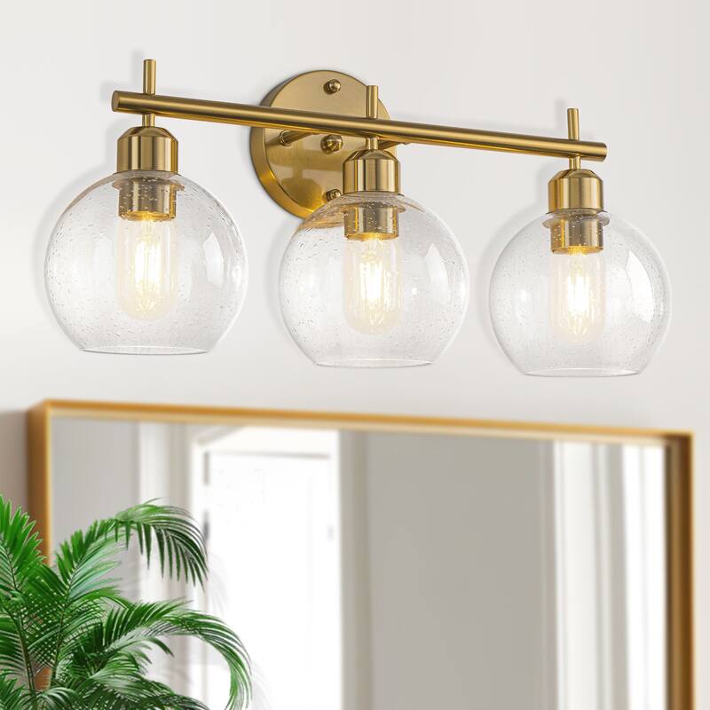 Starsky Modern 3-Light Dimmable Vanity Light with Seeded Glass Globes