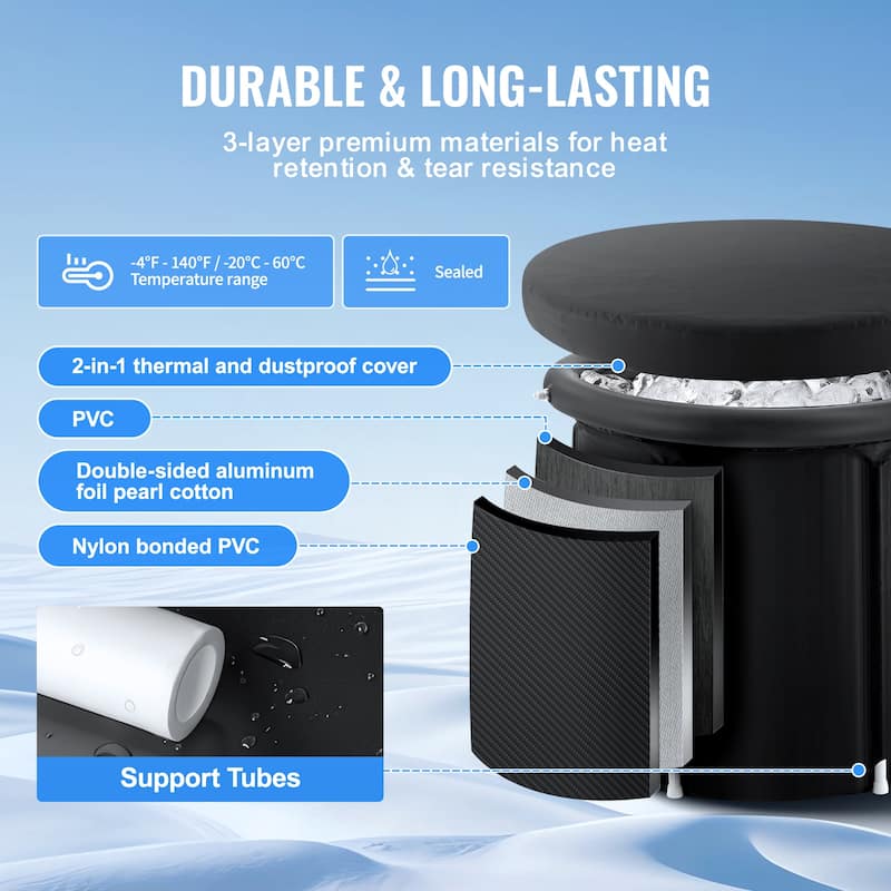 Ice Bath Tub, Cold Water Therapy Plunge Tub for Athlete, Portable Outdoor Ice Barrel Plunge Pool for Recovery