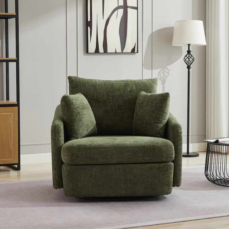 40.6" W Upholstered Swivel Accent Sofa Chair With Pillows
