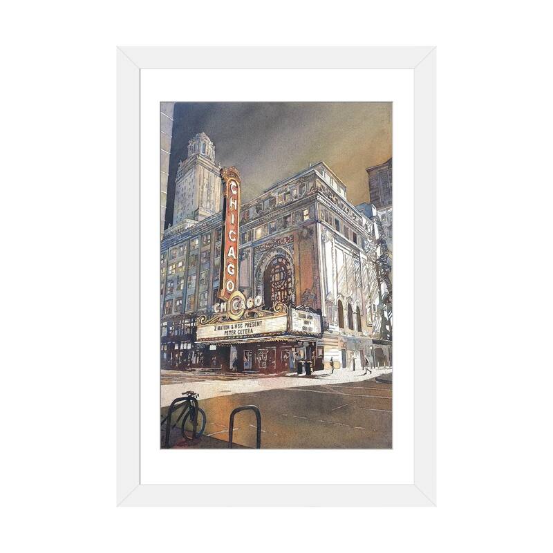 iCanvas "Chicago Theatre" by Ryan F0x - White - 32x24x1