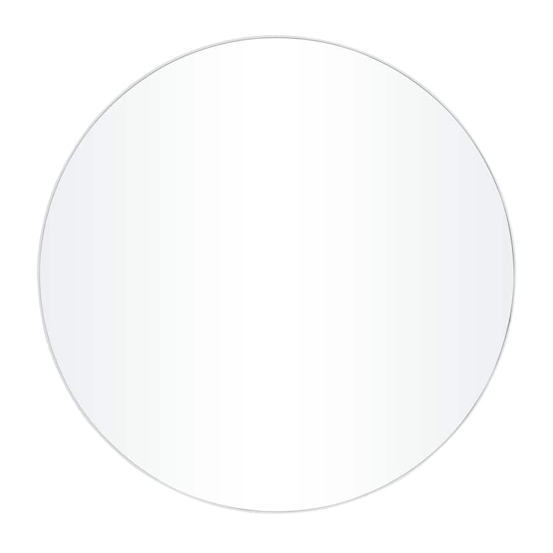 Wooden Wall Mirror with Thin Minimalistic Frame - White - Roche River Decor - White - 42"W, 42"H