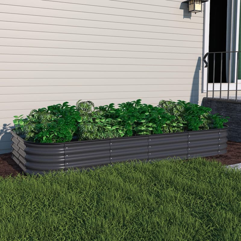 VEIKOUS Modular Metal Raised Garden Bed, Corrosion-Resistant Steel, Outdoor Planter Box for Vegetables, Flowers & Herbs