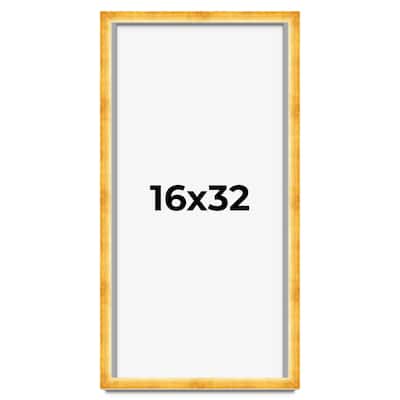 16x32 Shadow Box Frame Gold | 1.625 Inches Deep Real Wood Traditional