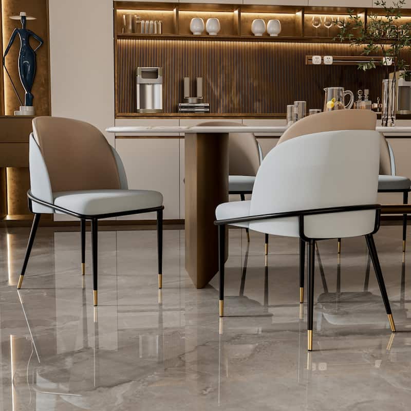 Set of 2 Microfiber Leather Upholstered Dining Chairs with Metal Legs - 20"x21"x32"