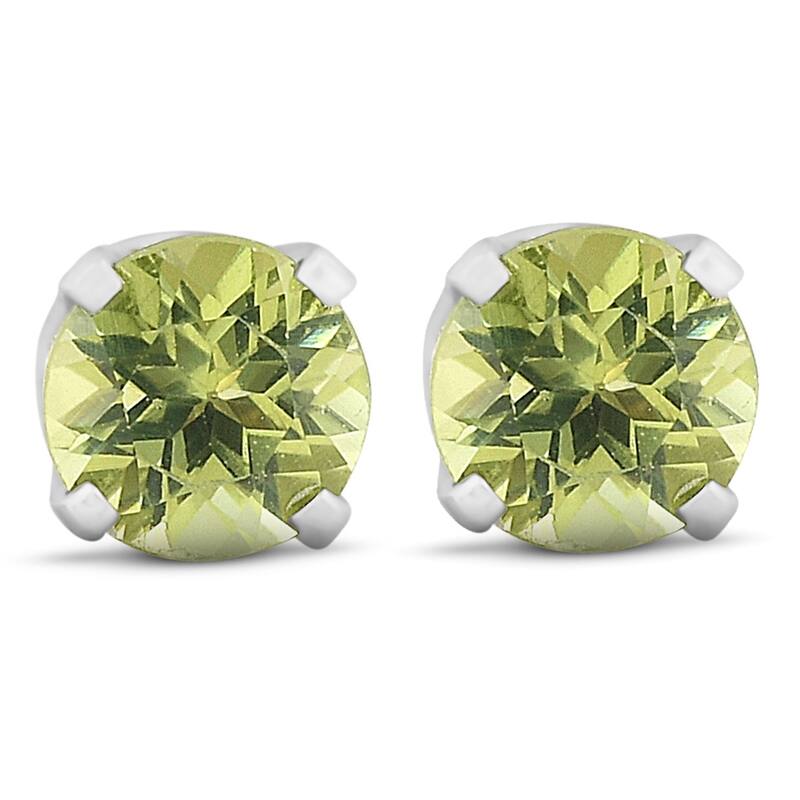 Peridot Studs White Gold 4mm 1/2ct