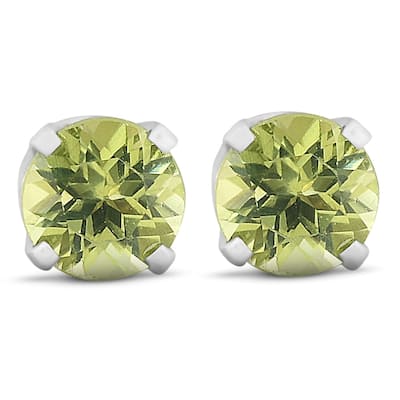 Peridot Studs White Gold 4mm 1/2ct