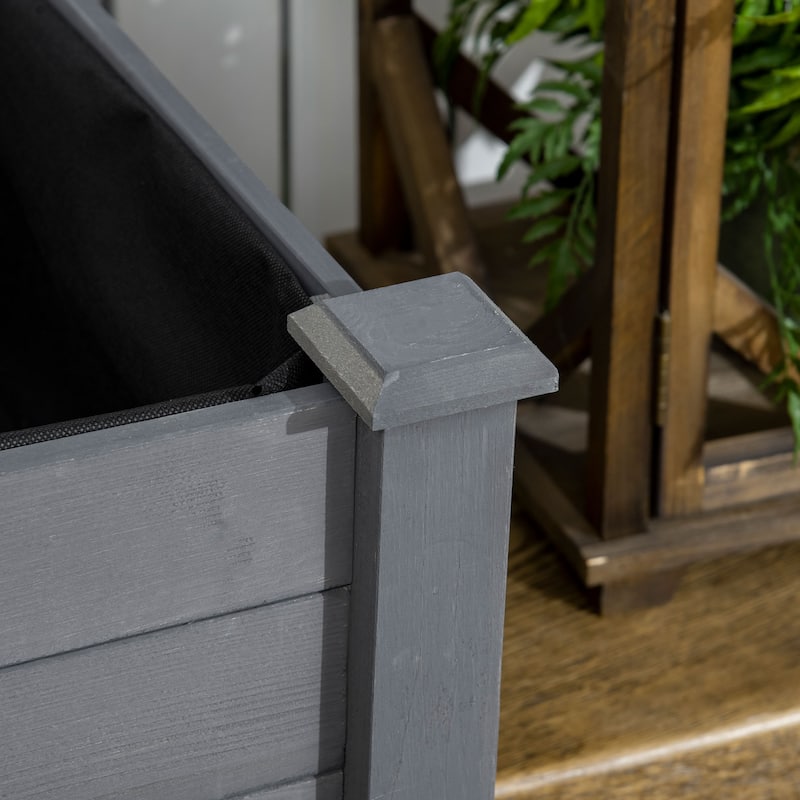 Outsunny Raised Garden Bed with Legs, 34" x 18" x 30", Elevated Wooden Planter Box, Self-Draining with Bed Liner