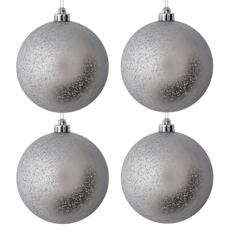 140mm Shatterproof Plastic Matt Mercury Ball Ornament Set of 2