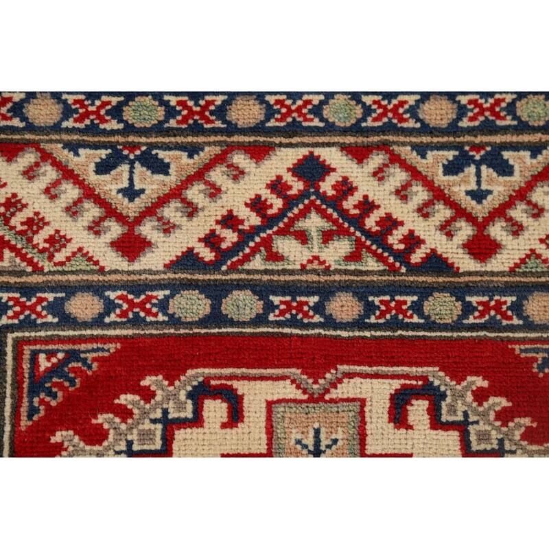 Red Kazak Oriental Runner Rug Hand-Knotted Wool Carpet - 2'9" x 9'3"