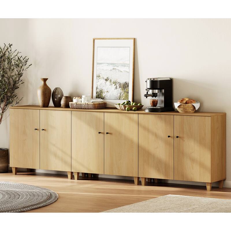 Sideboards Buffet Cabinets with Doors for Dining Room, 32.4"H - 3-In-1 - Oak