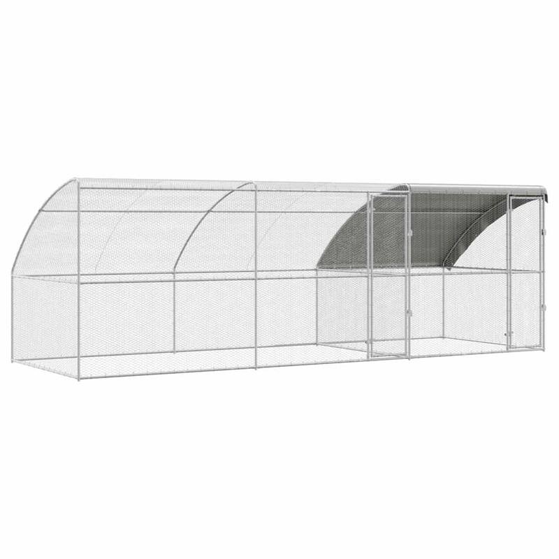 vidaXL Chicken Cage Silver 400/600/800 x 200 x 198.5 cm Galvanized steel