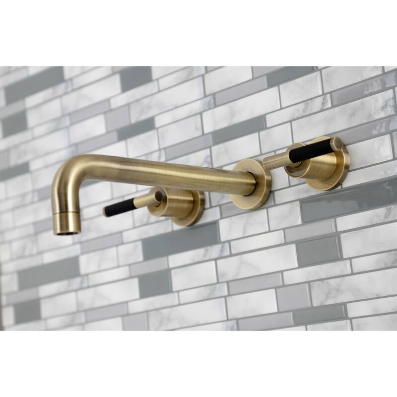 Kaiser Two-Handle Wall Mount Tub Faucet in Polished Brass