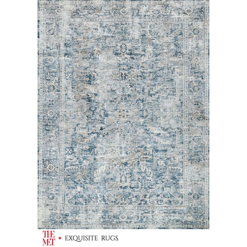 The Met X Exquisite Rugs Antique Loom Blue Area Rug.