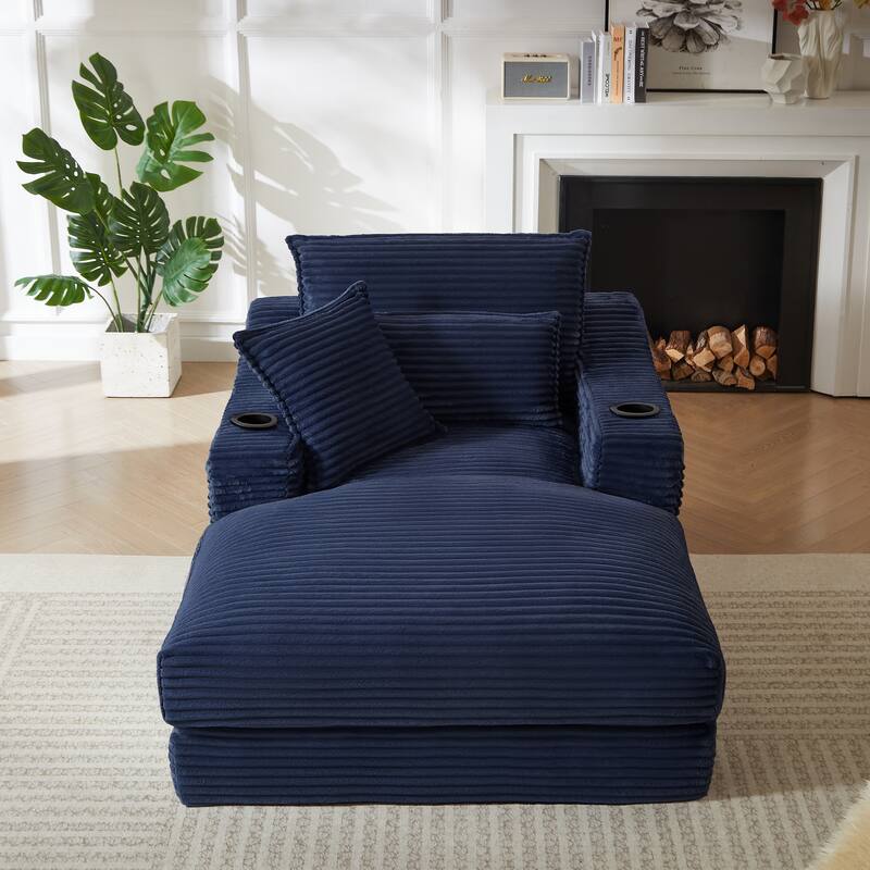 Rossetta 47'' Modern Comfortable Unique Cushion Design Cushioned Compression Corduroy Sofa with Spacious Depth - Blue