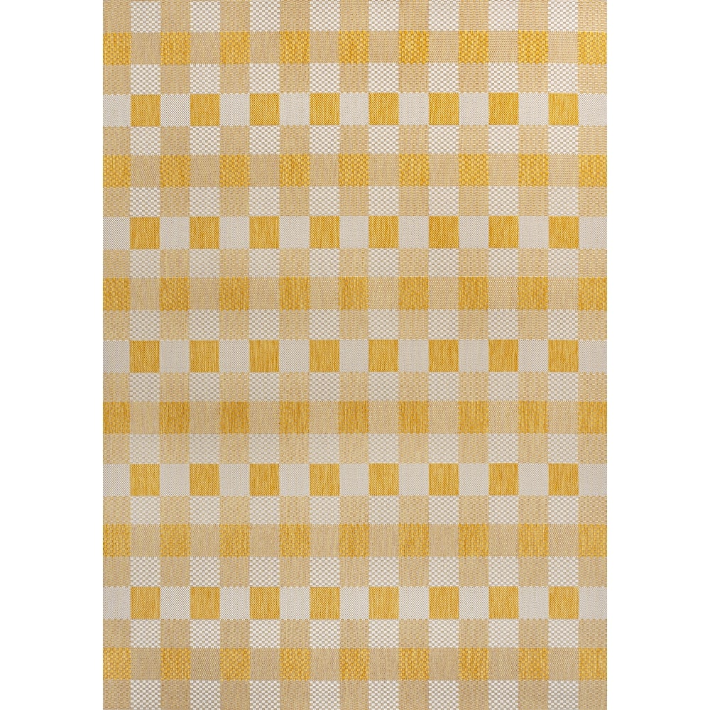 JONATHAN Y Biot Traditional Geometric Bold Gingham Black/Cream Indoor/Outdoor Area Rug