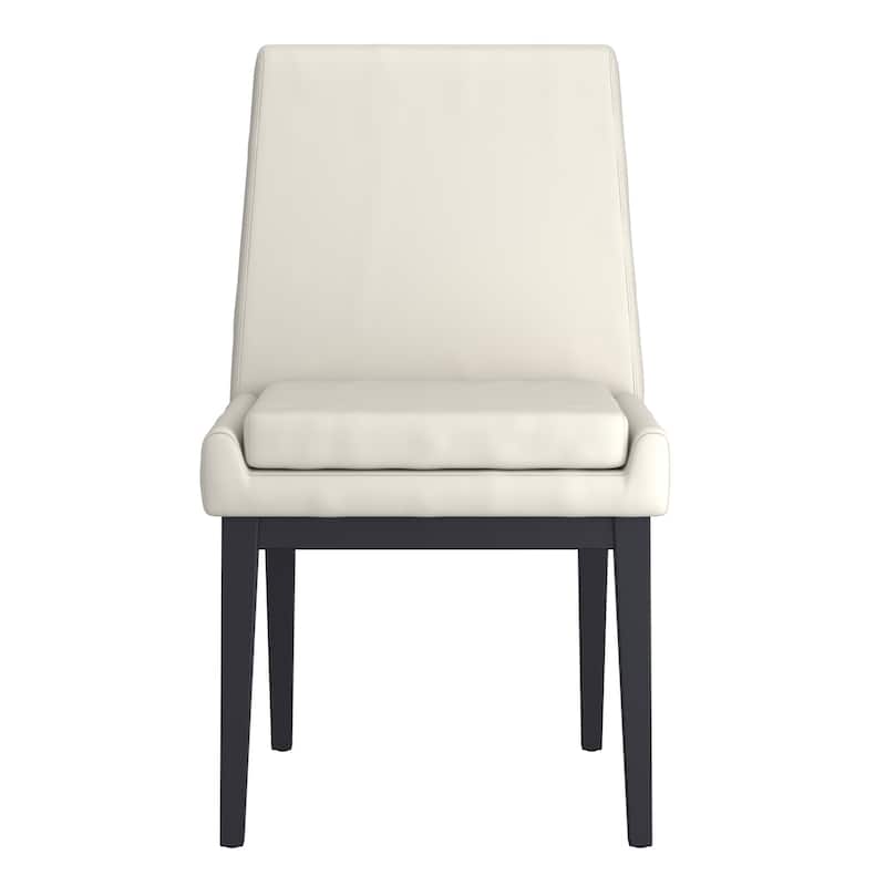 Contemporary Faux Leather and Metal Dining Chair, Set of 2 - N/A