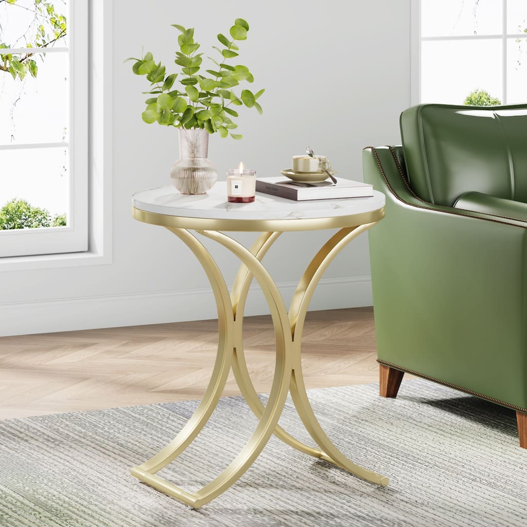 Round Side End Table Living Room, Nightstand for Bedroom