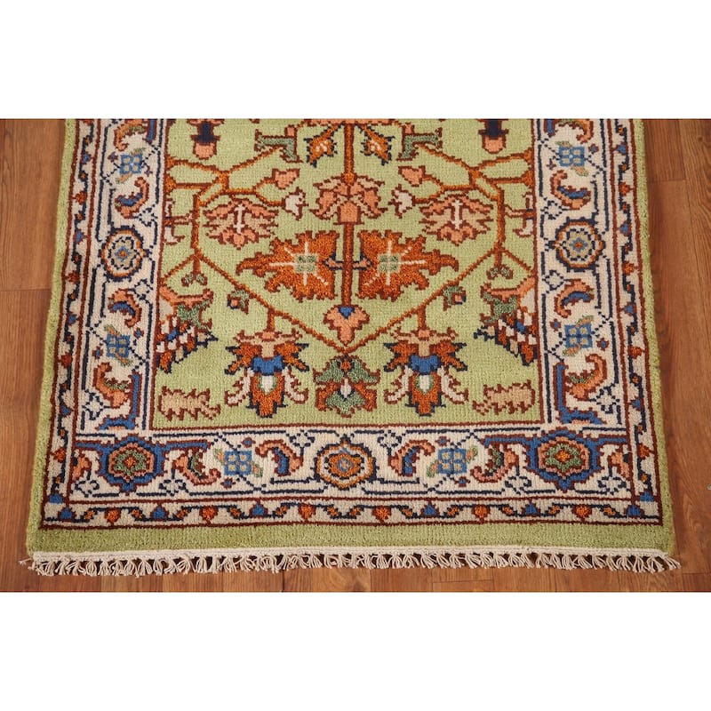 Light Green Oushak Accent Rug Hand-Knotted Wool Carpet - 2'11"x 4'11"