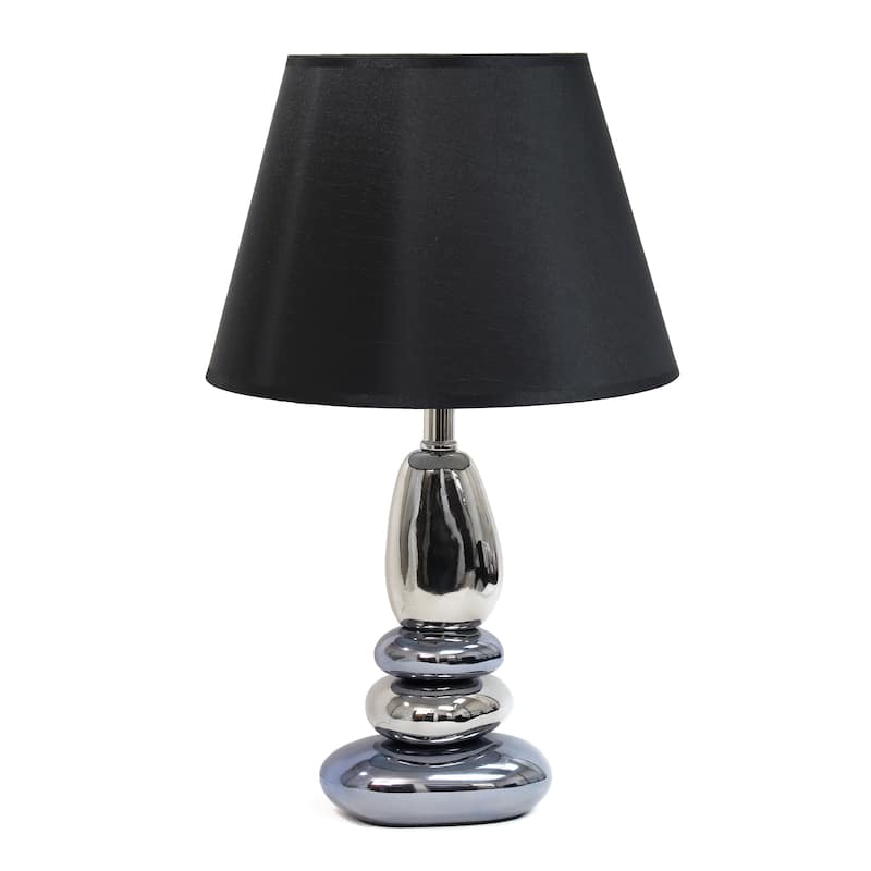 Lalia Home 21.5" Contemporary Ebb and Flow Stacked Stone Table Lamp - 21.5 - Chrome and Metallic Blue