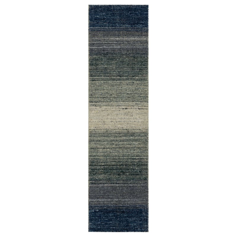 Karastan Wabi Sabi Striped Area Rug by Drew and Jonathan Home - 2' x 8' - Blue - Runner