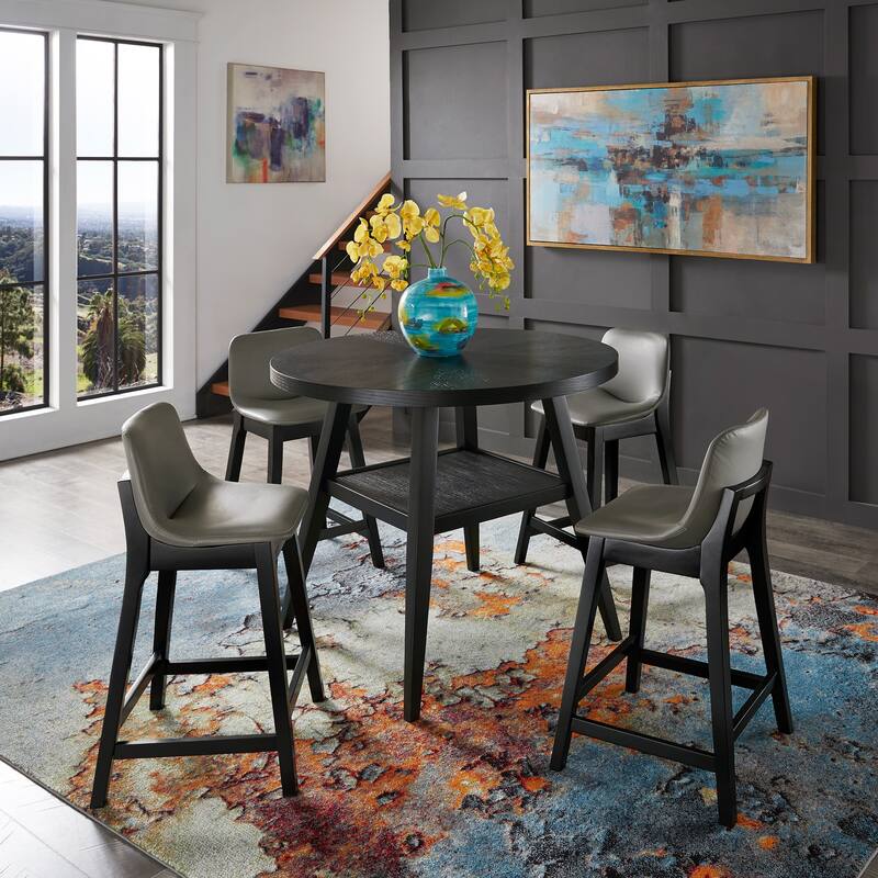 Savinhill Black Finish 44" Round Counter Height Dining Set by iNSPIRE Q Modern