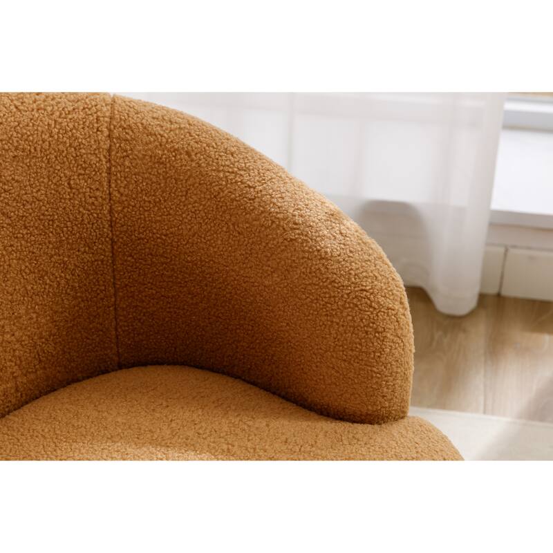 Wool Swivel Barrel Chair with 360° Rotation & Metal Base