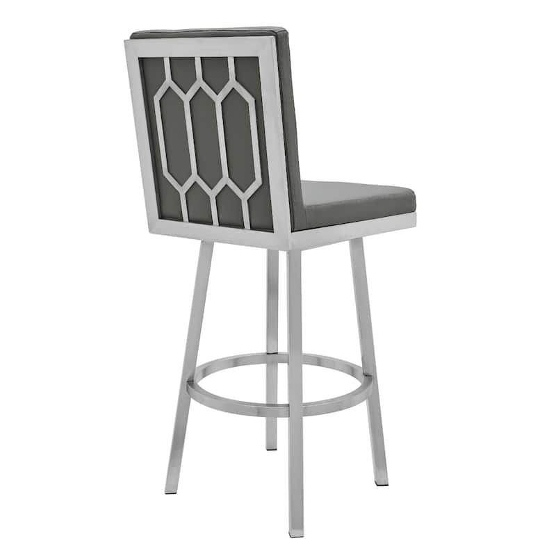 Gem Swivel Barstool, Upholstered Counter Height Stool for Kitchen Island with Metal Base