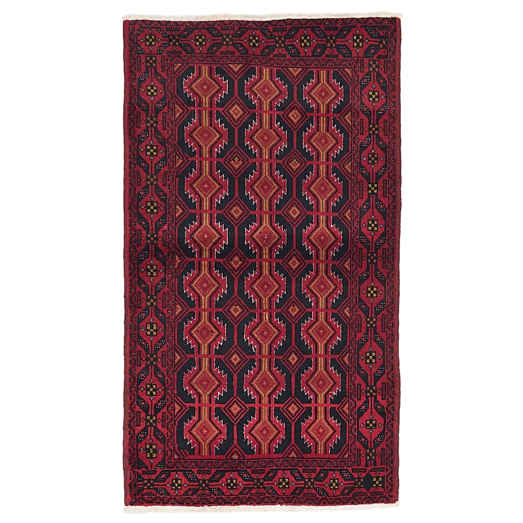 ECARPETGALLERY Hand-knotted Teimani Black, Red Wool Rug - 3'6 x 6'1