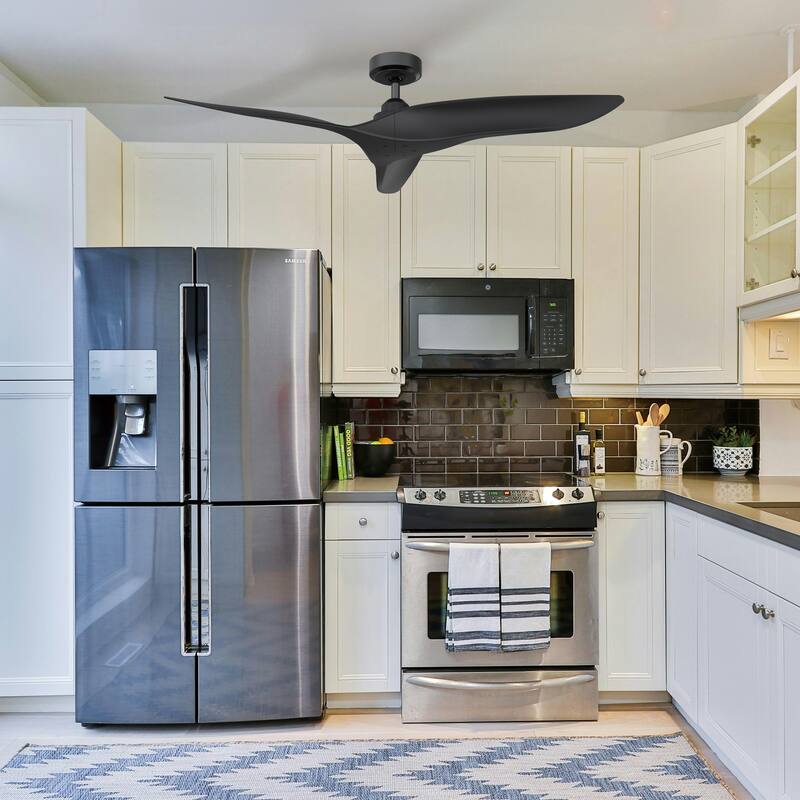 Modern Black 3-Blade 52" Indoor/ Outdoor Ceiling Fan with Remote