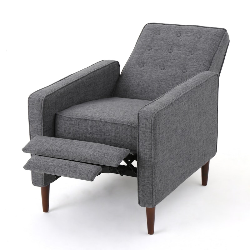 Mervynn Mid-Century Modern Button Tufted Fabric Recliner by Christopher Knight Home