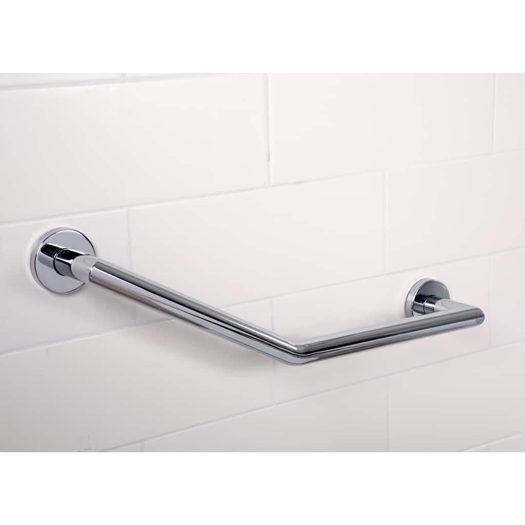 Croydex Angled 12In x 12In Modern Stainless Steel Grab Bar with Concealed Fittings, Chrome