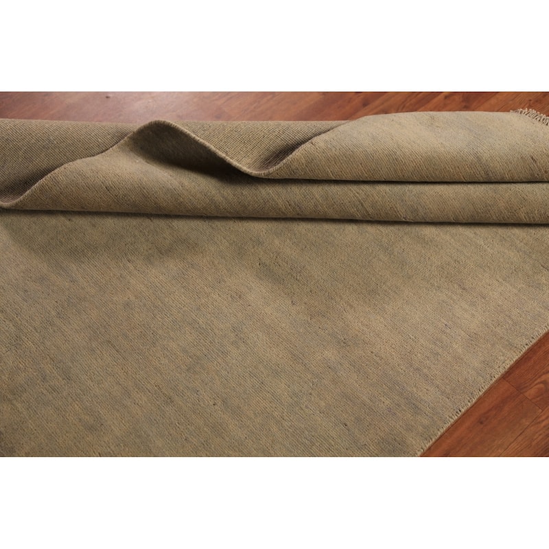 Gabbeh Modern Rug Hand-Knotted Beige Solid Wool Carpet - 4'0" x 5'11"