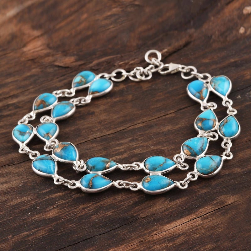 NOVICA Eternal Nature, Composite turquoise link bracelet