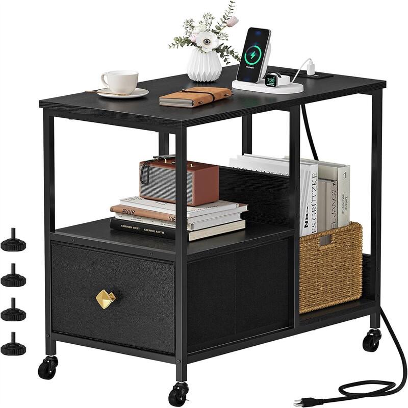 End Table with Charging Station - 13.78"D x 23.62"W x 22.4"H