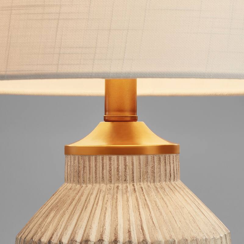 KAWOTI 21" Resin Table Lamp with Fabric Lampshade