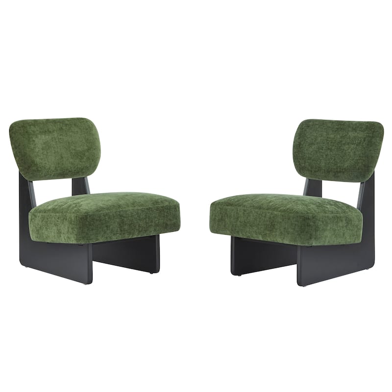 [Set Of 2] Modern Lounge Chair With Polyester Upholstery,Walnut Finish,Minimalist And Stylish Accent Seating