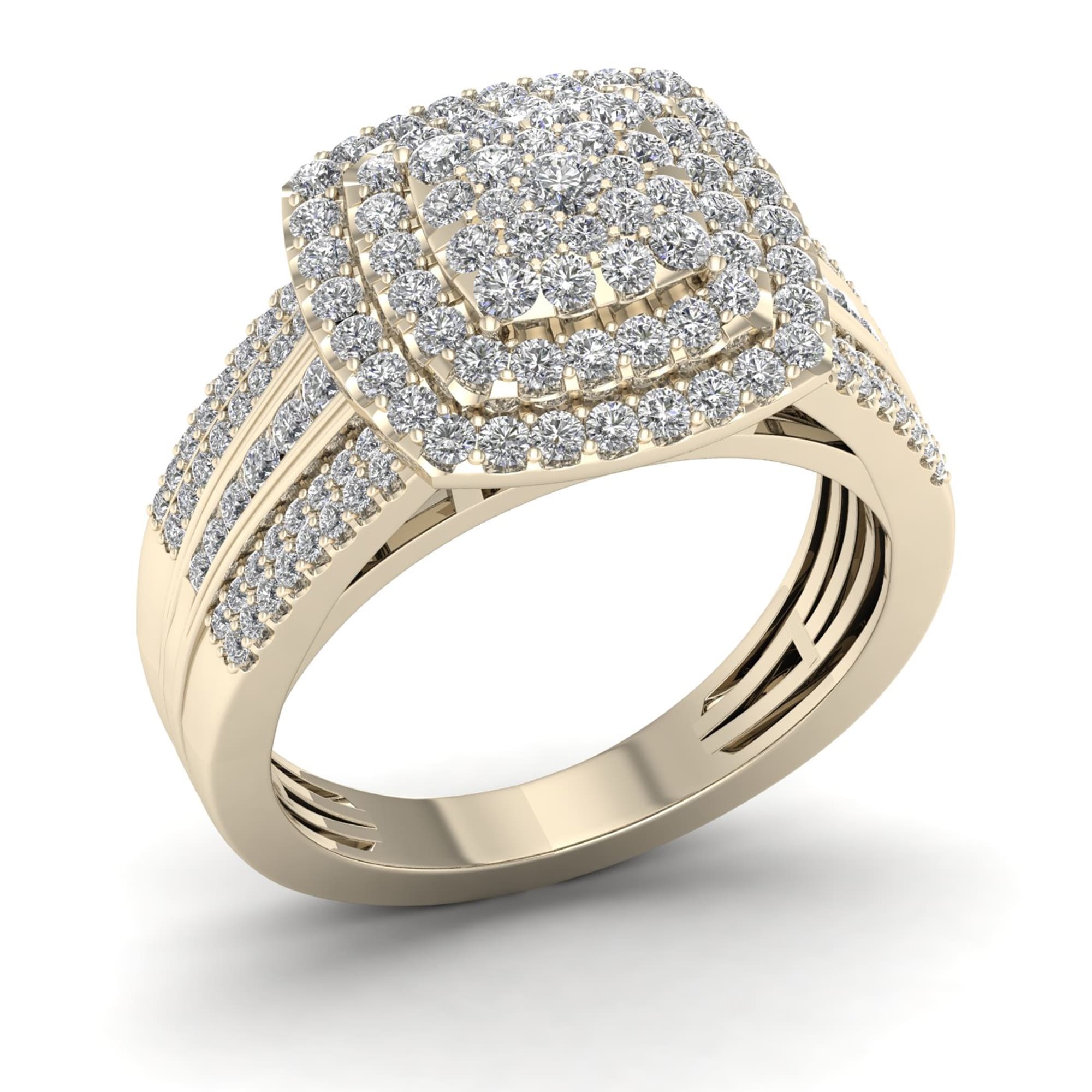 Details about   Amour 10k White Gold Round-cut Diamond Crossover Cluster Ring