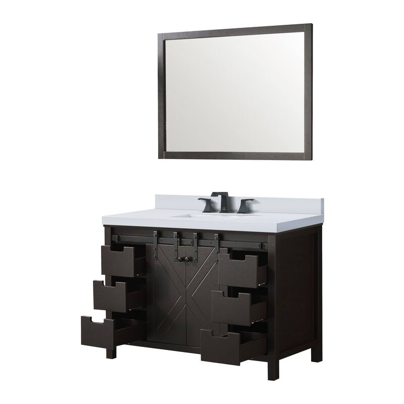 Marsyas Bath Vanity, Cultured Marble Countertop, Faucet Set and Mirrors