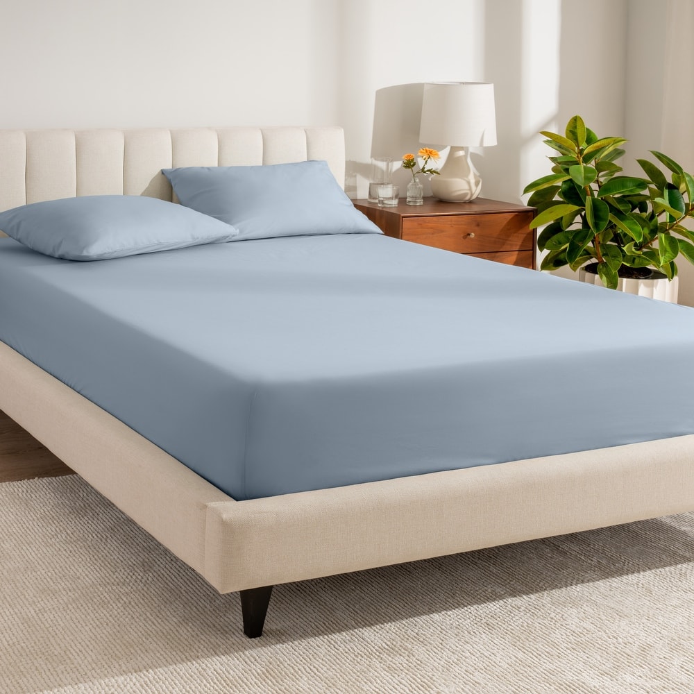 Bare Home Organic Cotton Percale Fitted Bottom Sheet