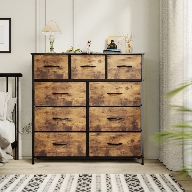 Modern 9-drawer Bedroom Dresser Storage Tower - Rustic