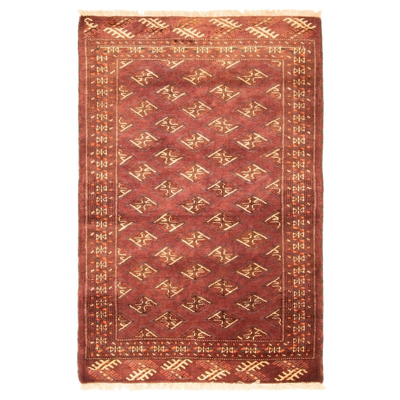 ECARPETGALLERY Hand-knotted Teimani Burgundy Wool Rug - 2'11 x 4'4