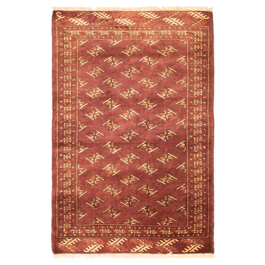 ECARPETGALLERY Hand-knotted Teimani Burgundy Wool Rug - 2'11 x 4'4