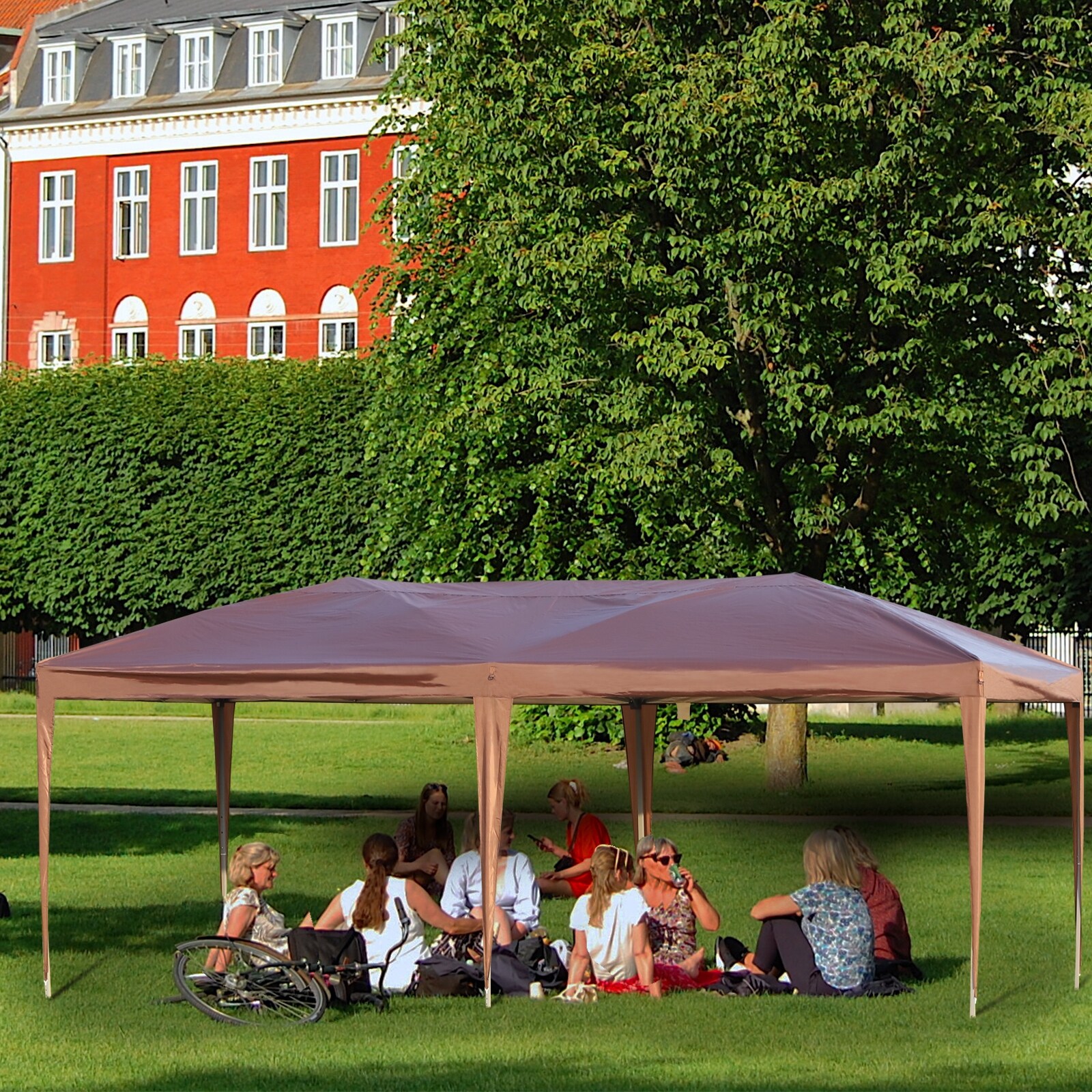Outsunny 10 x 20 Outdoor Gazebo Pop Up Canopy Party Tent with 2