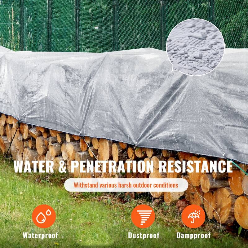 10 Mil Heavy Duty Waterproof Tarp Grey Polyethylene Cover for Camping Car or Outdoor Use