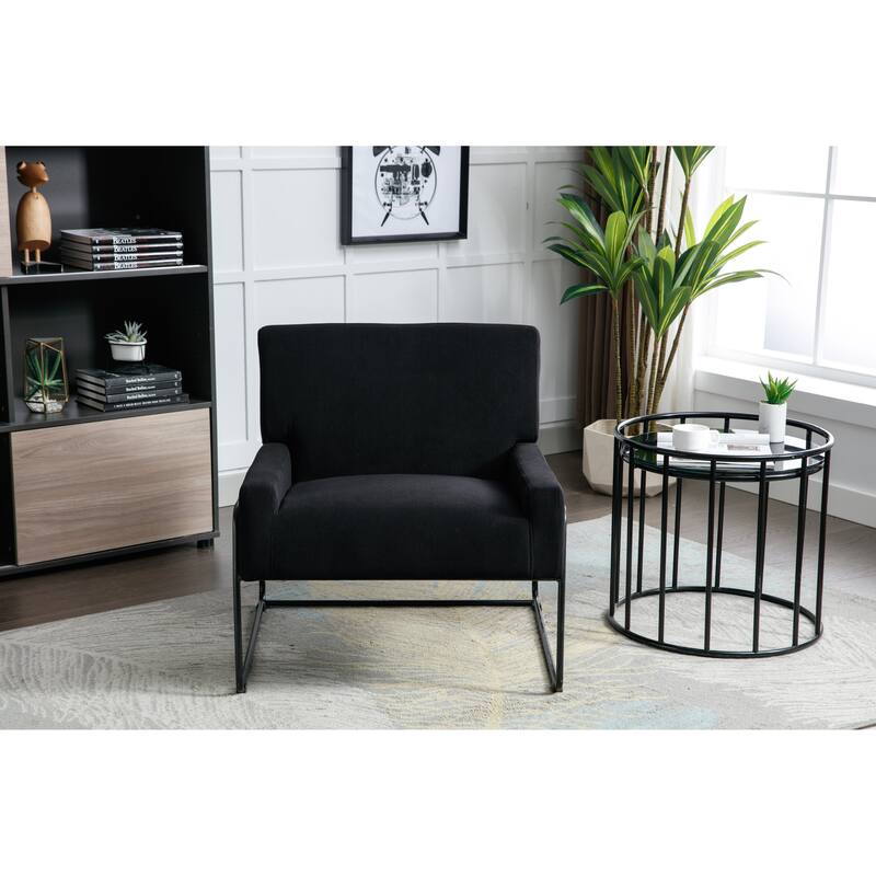 Modern Industrial Slant Armchair with Metal Frame,Premium High Density Soft Single chair for Living Room Bedroom