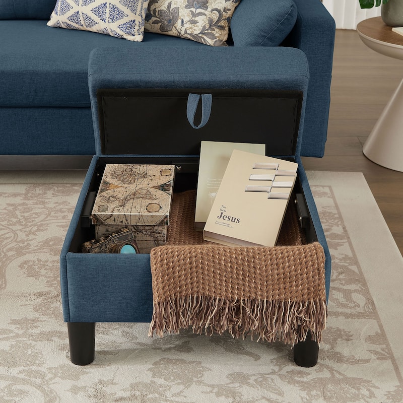 101" Sectional Sofa with Storage Ottoman