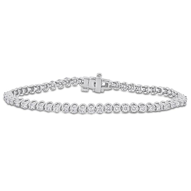 Miadora 3 1/10ct TDW Diamond Tennis Bracelet in 14k White Gold