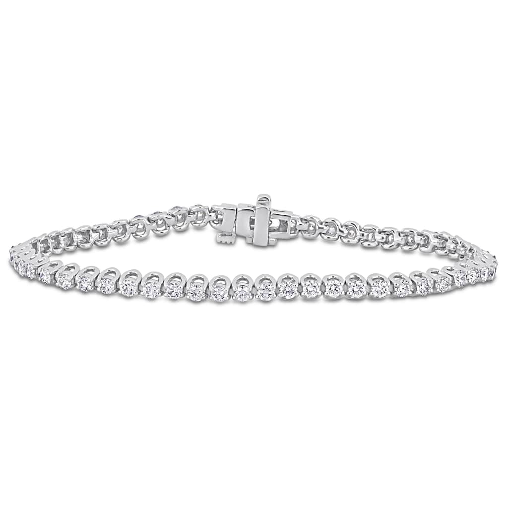 Miadora 3 1/10ct TDW Diamond Tennis Bracelet in 14k White Gold